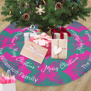 Kleurrijke Boho Patroon Roze Groen Trendy Kerstmis Kerstboom Rok
