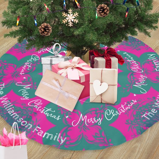 Kleurrijke Boho Patroon Roze Groen Trendy Kerstmis Kerstboom Rok