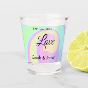 Kleurrijke boho patroon verlovingshuwelijk koppel shot glas