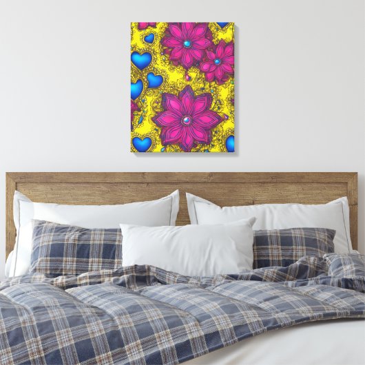 Kleurrijke Boho Pop AI Kunst Decor Canvas Afdruk (Insitu (Slaapkamer))