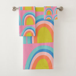 Kleurrijke Boho Regenboog Patroon Bright Pastel Fu Bad Handdoek