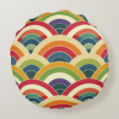 Kleurrijke Boho Regenboog Rond Kussen (Achterkant)