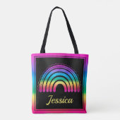 Kleurrijke Boho Regenboog Tote Bag (Achterkant)