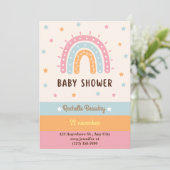 Kleurrijke boho regenboog verjaardagsuitnodiging kaart (Staand voorkant)