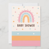Kleurrijke boho regenboog verjaardagsuitnodiging kaart (Achterkant)