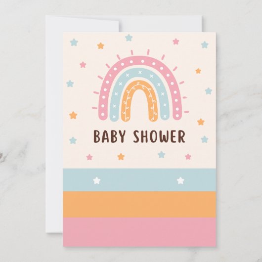 Kleurrijke boho regenboog verjaardagsuitnodiging kaart (Achterkant)