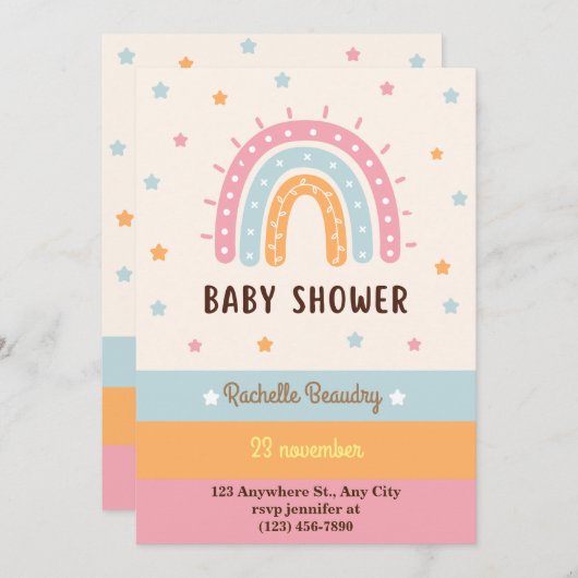 Kleurrijke boho regenboog verjaardagsuitnodiging kaart (Voorkant / Achterkant)