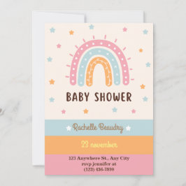 Kleurrijke boho regenboog verjaardagsuitnodiging kaart