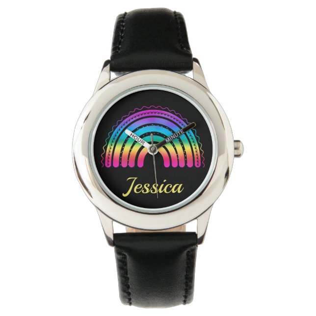 Kleurrijke boho regenbooggradiënt horloge (Voorkant)