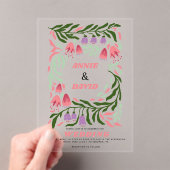 Kleurrijke boho retro takken en bloemen bruiloft acryl uitnodigingen (Insitu (Draagbaar))