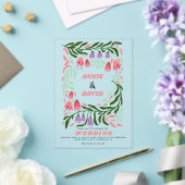 Kleurrijke boho retro takken en bloemen bruiloft acryl uitnodigingen (Insitu (Huwelijk))