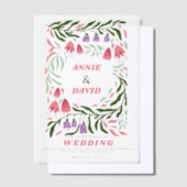 Kleurrijke boho retro takken en bloemen bruiloft vellum uitnodigingen (Offset)