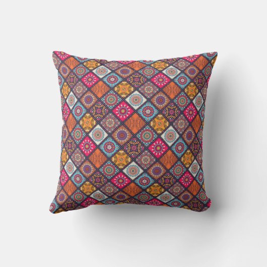 kleurrijke boho - stijl buitenkussen (Achterkant)