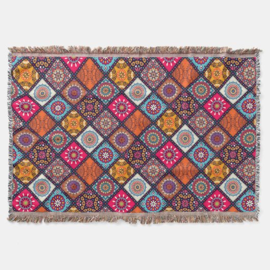 kleurrijke boho - stijl deken (Voorkant)