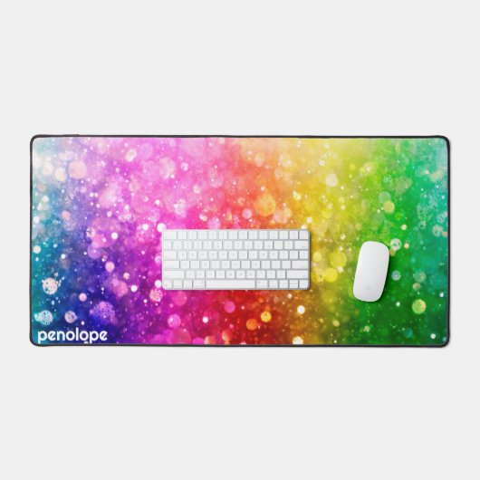 Kleurrijke boho stijl glitter textuur monogram bureaumat (Keyboard & Muis)