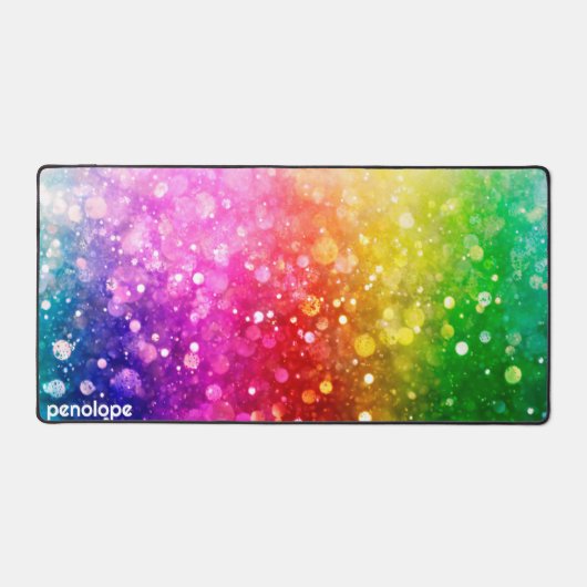 Kleurrijke boho stijl glitter textuur monogram bureaumat (Voorkant)