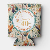 Kleurrijke Boho stijl Volwassen Verjaardagsfeest Blikjeskoeler (Voorkant)