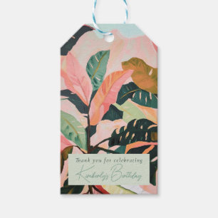 Kleurrijke Boho Tropical Palm Verjaardag Dank u Cadeaulabel