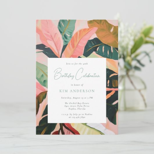 Kleurrijke Boho Tropical Palm Verjaardagsfeest Kaart (Staand voorkant)