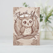 Kleurrijke Boho Uil Bedankkaart (Staand voorkant)