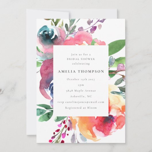 Kleurrijke Boho Waterverf Bloemen Vrijgezellenfees Kaart (Voorkant)