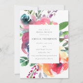 Kleurrijke Boho Waterverf Floral Bridal Brunch Kaart (Voorkant)