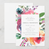 Kleurrijke Boho Waterverf Floral Bridal Brunch Kaart (Voorkant / Achterkant)