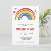 kleurrijke Boho Waterverf Rainbow Boy Baby shower Kaart (Staand voorkant)