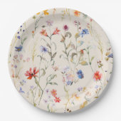 Kleurrijke Boho waterverf wilde bloem Papieren Bordje (Voorkant)