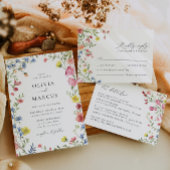 Kleurrijke Boho Wildflower Elegante Sprookjesbruil Programmakaart