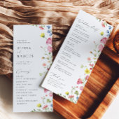 Kleurrijke Boho Wildflower Elegante Sprookjesbruil Programmakaart