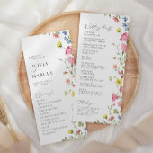 Kleurrijke Boho Wildflower Elegante Sprookjesbruil Programmakaart