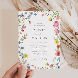 Kleurrijke Boho Wildflower sprookje Elegante bruil Kaart