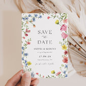 Kleurrijke Boho Wildflower sprookje Elegante bruil Save The Date