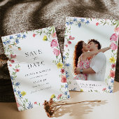 Kleurrijke Boho Wildflower sprookje Elegante bruil Save The Date