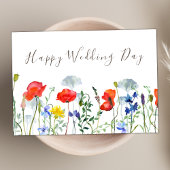 Kleurrijke Boho Wildflower Thema Happy Wedding Day Kaart