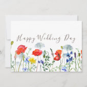 Kleurrijke Boho Wildflower Thema Happy Wedding Day Kaart (Voorkant)