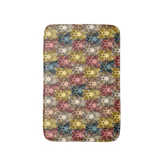 Kleurrijke Boho Woodland Uil Patroon Badmat (Voorkant Verticaal)