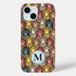 Kleurrijke Boho Woodland Uil Patroon iPhone 15 Case