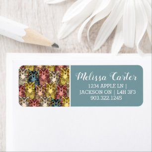 Kleurrijke Boho Woodland Uil Patroon Etiket