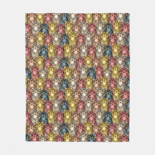Kleurrijke Boho Woodland Uil Patroon Fleece Deken (Voorkant)