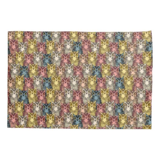 Kleurrijke Boho Woodland Uil Patroon Kussensloop (Achterkant)