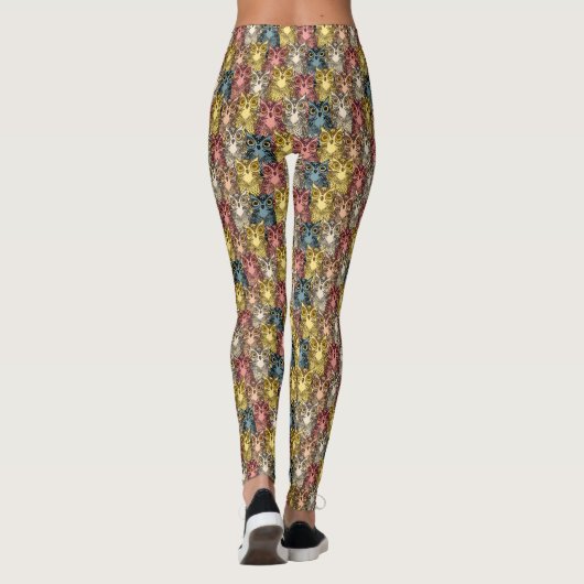 Kleurrijke Boho Woodland Uil Patroon Leggings (Achterkant)