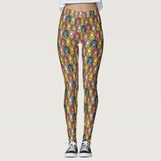 Kleurrijke Boho Woodland Uil Patroon Leggings (Voorkant)