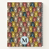 Kleurrijke Boho Woodland Uil Patroon & Monogram Notitieboek (Achterkant)