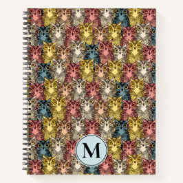 Kleurrijke Boho Woodland Uil Patroon & Monogram Notitieboek