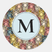 Kleurrijke Boho Woodland Uil Patroon Ronde Sticker (Voorkant)
