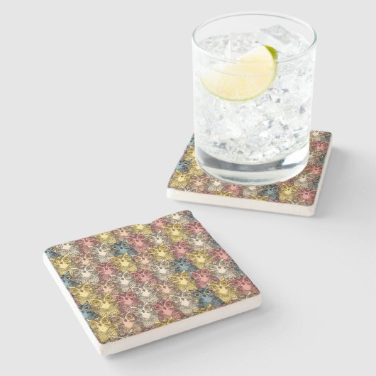 Kleurrijke Boho Woodland Uil Patroon Stenen Onderzetter (Zijkant)