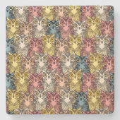 Kleurrijke Boho Woodland Uil Patroon Stenen Onderzetter (Voorkant)