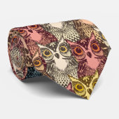 Kleurrijke Boho Woodland Uil Patroon Stropdas (Opgerold)
